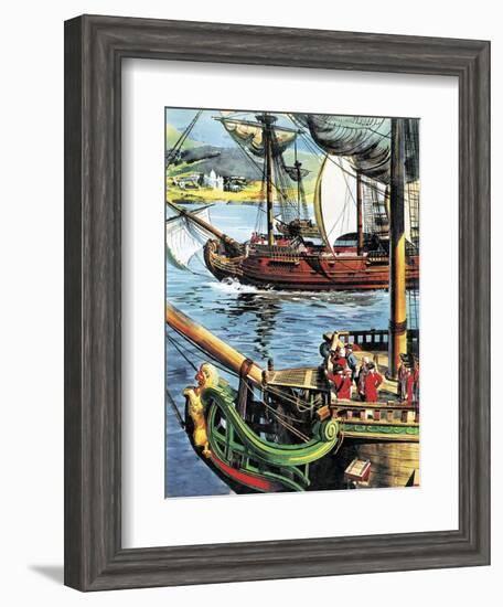 Robert Clive Sails Up the Bay of Bengal to the Mouth of the Ganges-English School-Framed Giclee Print