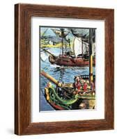 Robert Clive Sails Up the Bay of Bengal to the Mouth of the Ganges-English School-Framed Giclee Print