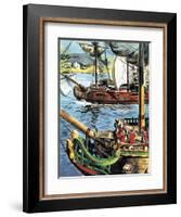 Robert Clive Sails Up the Bay of Bengal to the Mouth of the Ganges-English School-Framed Giclee Print