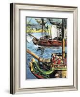 Robert Clive Sails Up the Bay of Bengal to the Mouth of the Ganges-English School-Framed Giclee Print