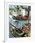 Robert Clive Sails Up the Bay of Bengal to the Mouth of the Ganges-English School-Framed Giclee Print