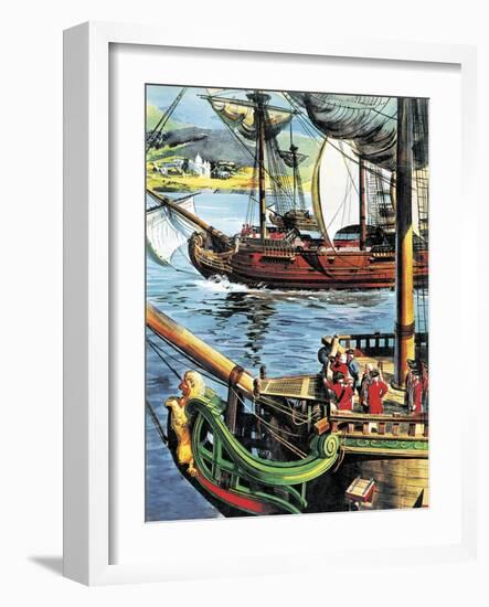 Robert Clive Sails Up the Bay of Bengal to the Mouth of the Ganges-English School-Framed Giclee Print