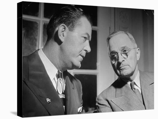 Robert E. Hannegan Talking with Senator Harry S. Truman During the Luncheon-null-Stretched Canvas
