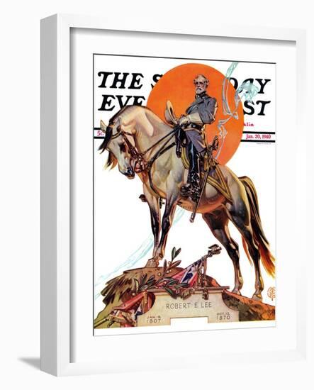 "Robert E. Lee on Traveler," Saturday Evening Post Cover, January 20, 1940-Joseph Christian Leyendecker-Framed Giclee Print