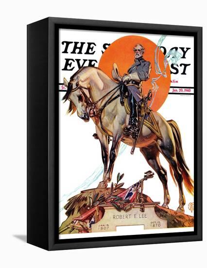 "Robert E. Lee on Traveler," Saturday Evening Post Cover, January 20, 1940-Joseph Christian Leyendecker-Framed Stretched Canvas