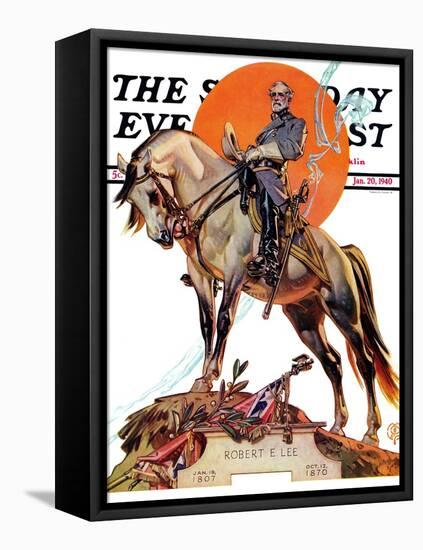 "Robert E. Lee on Traveler," Saturday Evening Post Cover, January 20, 1940-Joseph Christian Leyendecker-Framed Stretched Canvas