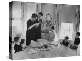 Robert F. Kennedy and His Wife Preparing Son Michael, for Baptism-Ed Clark-Stretched Canvas