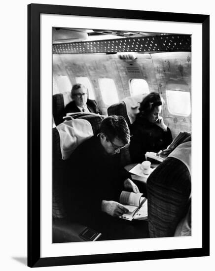 Robert F. Kennedy and Wife on Board Plane-null-Framed Photographic Print