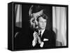 Robert F. Kennedy Campaigning in Front of Poster Portrait of His Brother President John F. Kennedy-Bill Eppridge-Framed Stretched Canvas