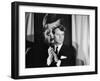 Robert F. Kennedy Campaigning in Front of Poster Portrait of His Brother President John F. Kennedy-Bill Eppridge-Framed Photographic Print