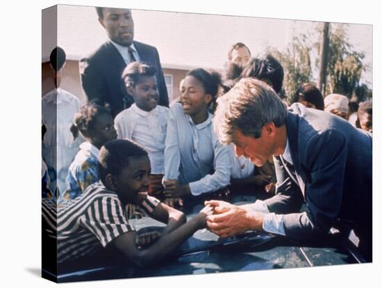 Robert F. Kennedy Meeting with Some African American Kids During Political Campaign-Bill Eppridge-Stretched Canvas