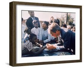 Robert F. Kennedy Meeting with Some African American Kids During Political Campaign-Bill Eppridge-Framed Photographic Print