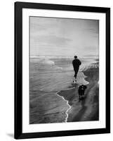 Robert F. Kennedy Running on the Beach with His Dog Freckles-Bill Eppridge-Framed Photographic Print