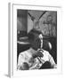 Robert F. Kennedy Sitting in Office in Front of Child's Painting-null-Framed Photographic Print