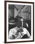 Robert F. Kennedy Sitting in Office in Front of Child's Painting-null-Framed Photographic Print