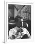 Robert F. Kennedy Sitting in Office in Front of Child's Painting-null-Framed Photographic Print