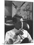 Robert F. Kennedy Sitting in Office in Front of Child's Painting-null-Mounted Photographic Print