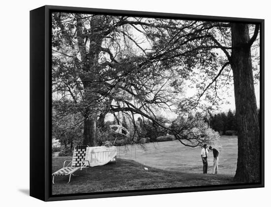 Robert F. Kennedy Speaking W. Brother Senator John F. Kennedy on His Estate-null-Framed Stretched Canvas