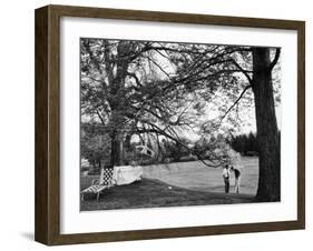 Robert F. Kennedy Speaking W. Brother Senator John F. Kennedy on His Estate-null-Framed Photographic Print