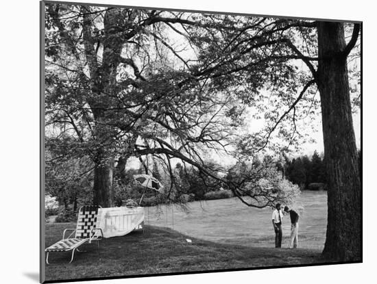 Robert F. Kennedy Speaking W. Brother Senator John F. Kennedy on His Estate-null-Mounted Photographic Print