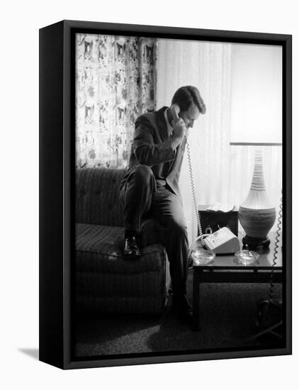 Robert F. Kennedy Talking on Phone-Hank Walker-Framed Stretched Canvas