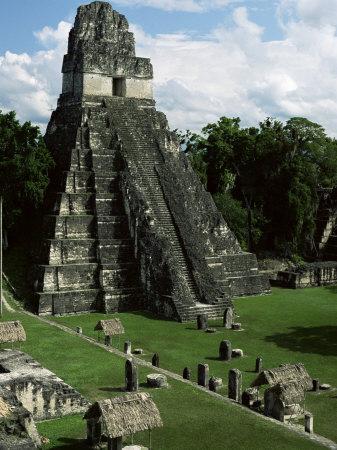 Temple of the Great Jaguar in the Grand Plaza, Mayan Ruins, Tikal, Peten