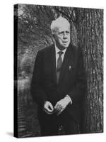 Robert Frost Leaning Against Tree on Campus of Amherst College Where He is a Professor of English-Gordon Parks-Stretched Canvas