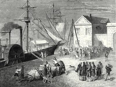 Fulton Boards His Steamboat the 'Clermont' in New York for its First Trip April 11 1807
