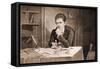 Robert Fulton Thinking at Desk-null-Framed Stretched Canvas