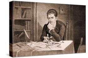 Robert Fulton Thinking at Desk-null-Stretched Canvas