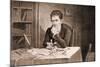 Robert Fulton Thinking at Desk-null-Mounted Giclee Print