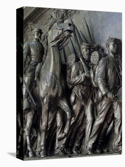 Robert Gould Shaw in Command of Black Troops of the 54th Massachusetts Regiment-null-Stretched Canvas