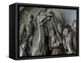 Robert Gould Shaw in Command of Black Troops of the 54th Massachusetts Regiment-null-Framed Stretched Canvas