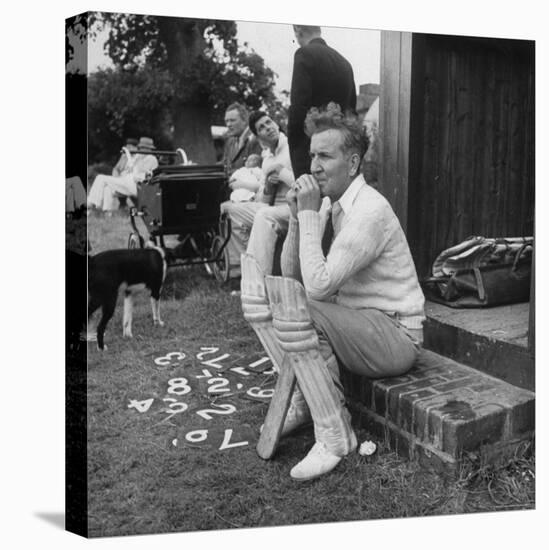 Robert Graves Sitting on Steps Dressed for Cricket-William Sumits-Stretched Canvas