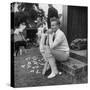 Robert Graves Sitting on Steps Dressed for Cricket-William Sumits-Stretched Canvas