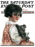 "Girl and Her Cat," Saturday Evening Post Cover, May 10, 1924-Robert H. Ransley-Framed Stretched Canvas