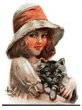 "Girl and Her Cat," Saturday Evening Post Cover, May 10, 1924-Robert H. Ransley-Framed Stretched Canvas