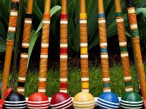 Complete Set of Croquet Mallets and Balls on Grass-Robert Hale-Photographic Print