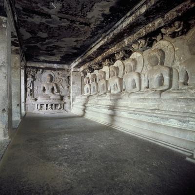 Seven Buddhas Under a Tree, Cave 12, Ellora, Unesco World Heritage Site, Maharashtra State, India