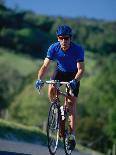 Bicyclist on Road, Napa Valley, CA-Robert Houser-Stretched Canvas