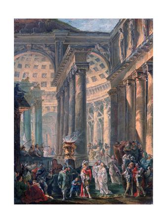 Caprice D Un Temple Romain Avec L Enterrement Triomphal D Alexandre Le Grand 1755 1760 Giclee Print Robert Hubert Allposters Com
