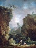 Landscape with Waterfall and Aqueduct, C1750-1808-Robert Hubert-Framed Stretched Canvas