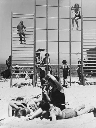 Climbing Frames on the Beach and a Family on Holiday in Warnemunde, Germany in 1936