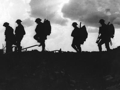 Silhouetted British Troops on the Horizon
