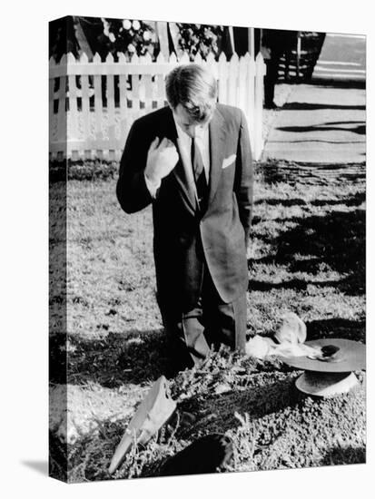 Robert Kennedy Prays at His Brother's Grave-null-Stretched Canvas