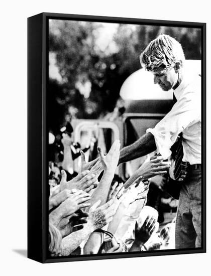 Robert Kennedy Shaking Hands During 1968 Campaign-null-Framed Stretched Canvas