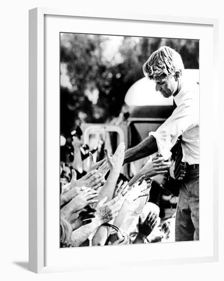 Robert Kennedy Shaking Hands During 1968 Campaign-null-Framed Photo