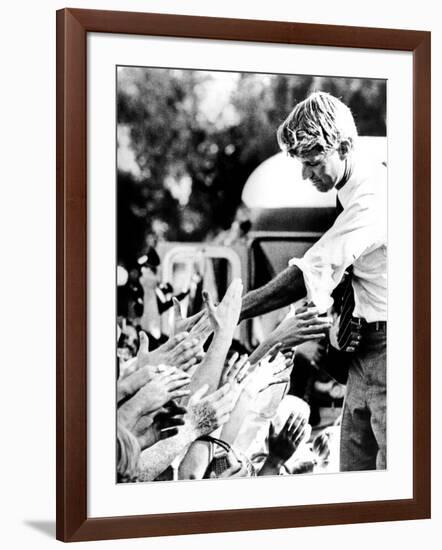 Robert Kennedy Shaking Hands During 1968 Campaign-null-Framed Photo