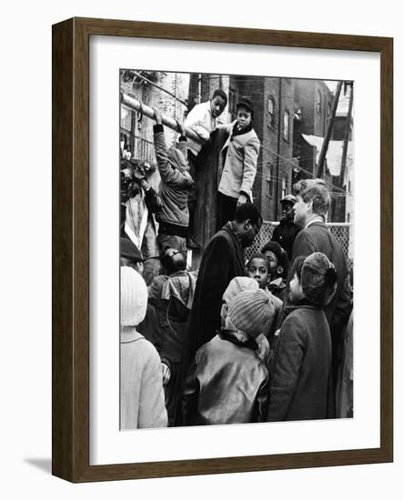 Robert Kennedy with Children at Playground Photograph - New York, NY-Lantern Press-Framed Art Print