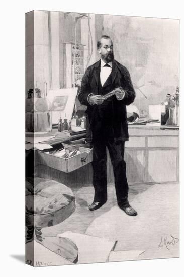 Robert Koch in His Laboratory, from "Le Monde Illustre," 29th November 1890-null-Stretched Canvas